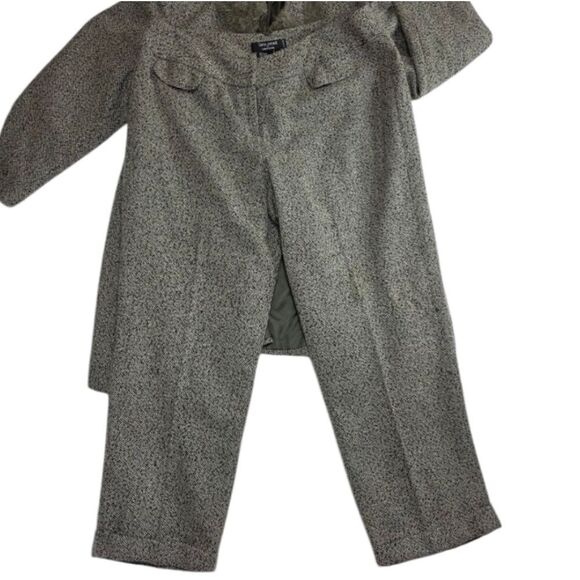 Vintage Style Signature By Larry Gray Texured Coat Set With Wide Legged Trousers - Picture 6 of 16